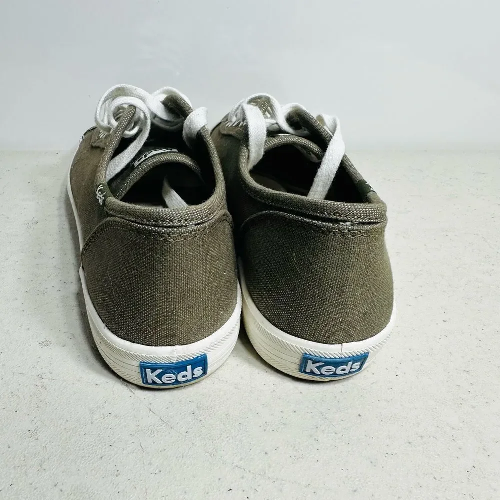 Keds Taupe Canvas Sneakers with White Accents size 7,5